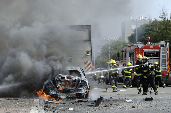 Ашдод после обстрела(Фото DAVID BUIMOVITCH/AFP/Getty Images)